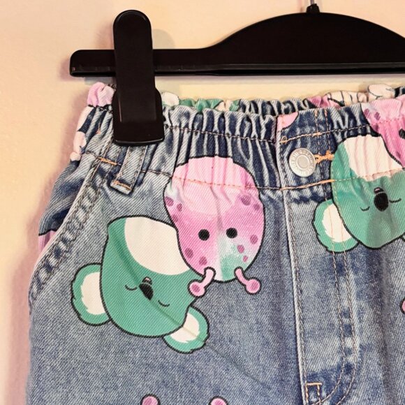 H&M Denim Blue Squishmallow Relaxed Fit Paper Bag Jeans US Size 6x - Picture 2 of 3